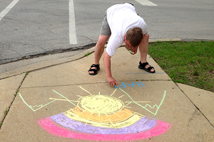 Making a Design on the Sidewalk